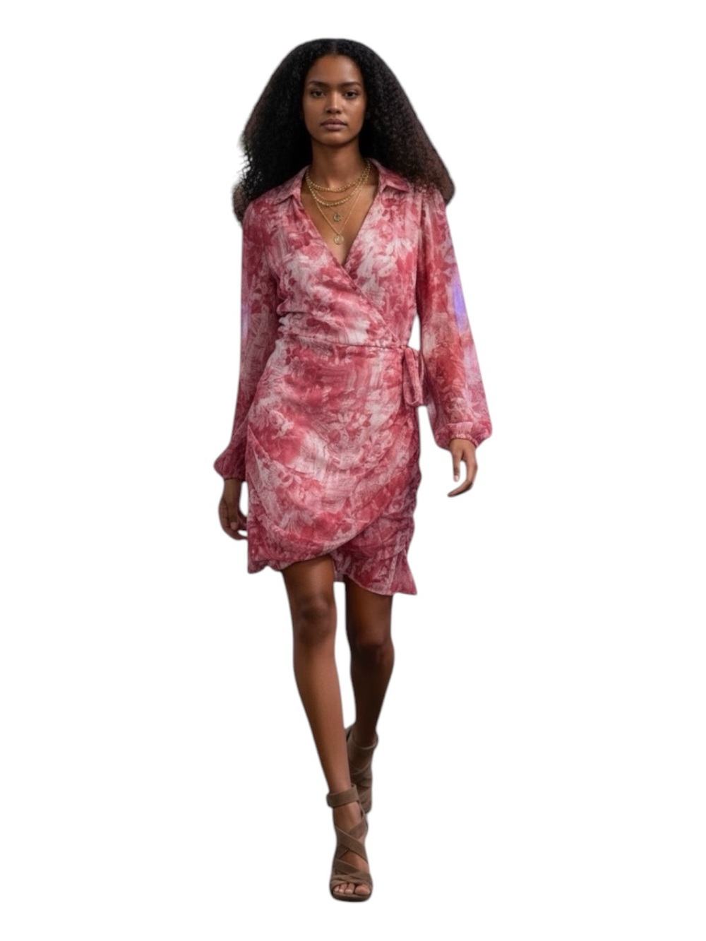 ASOS Curve Rose-Pink Floral Wrap Mini Dress - NWT